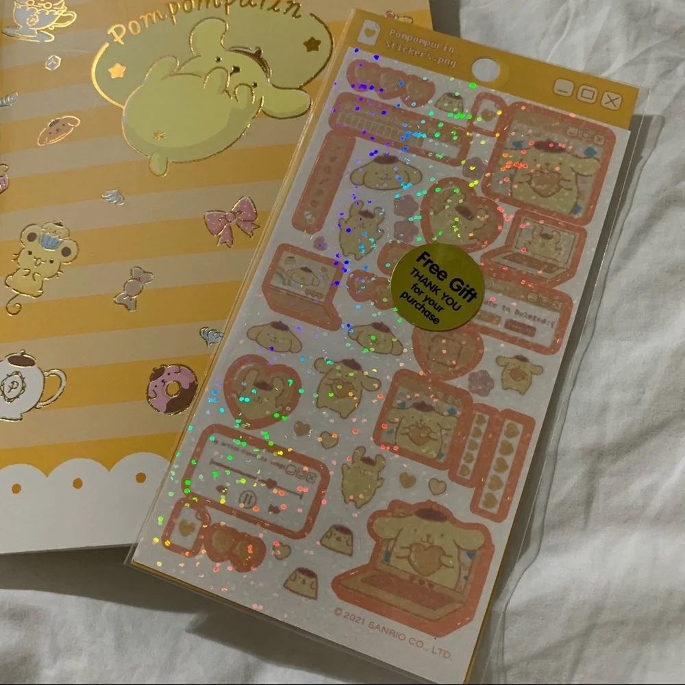 Pompompurin Yellow Medium-Sized Paperback Notebook with Free Sticker Sheet
